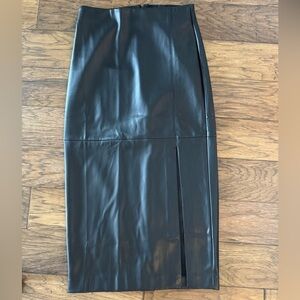Ann Taylor Black Faux Leather Pencil Skirt